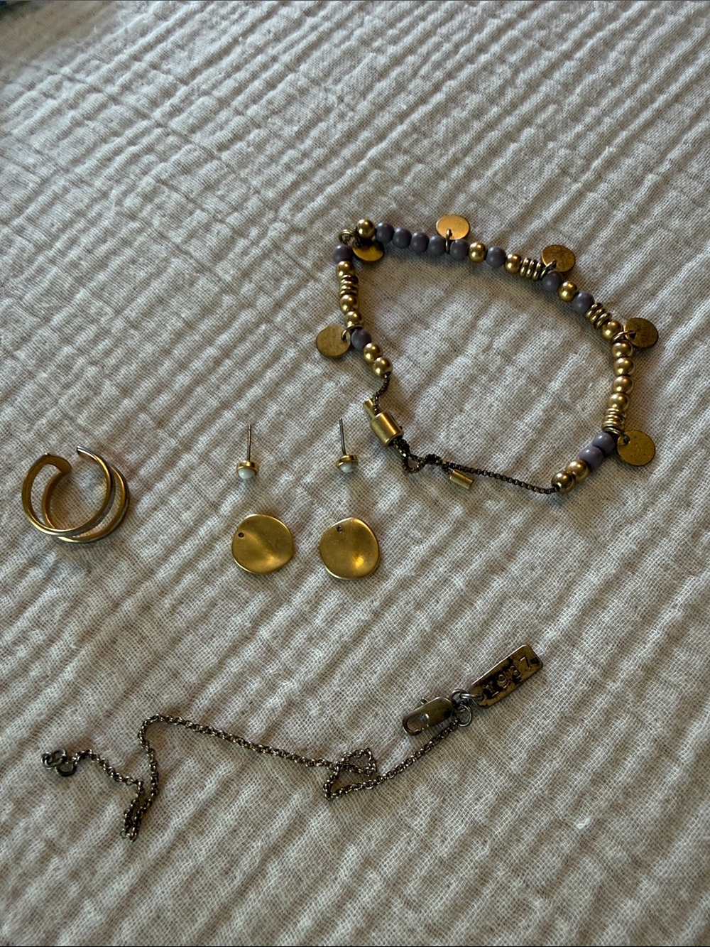 Jewelry lot Gold-Tone Bracelets, Earrings, ring Statement Jewelry tarnished